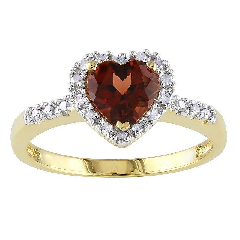 Stella Grace 10k Gold Garnet & 1/10 Carat T.W. Diamond Heart Ring, Womens Red Product Image