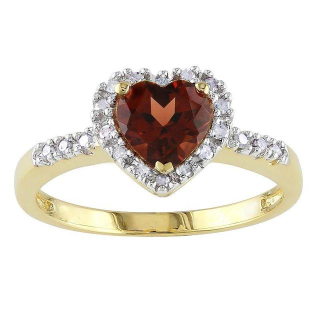 Stella Grace 10k Gold Garnet & 1/10 Carat T.W. Diamond Heart Ring, Womens Product Image