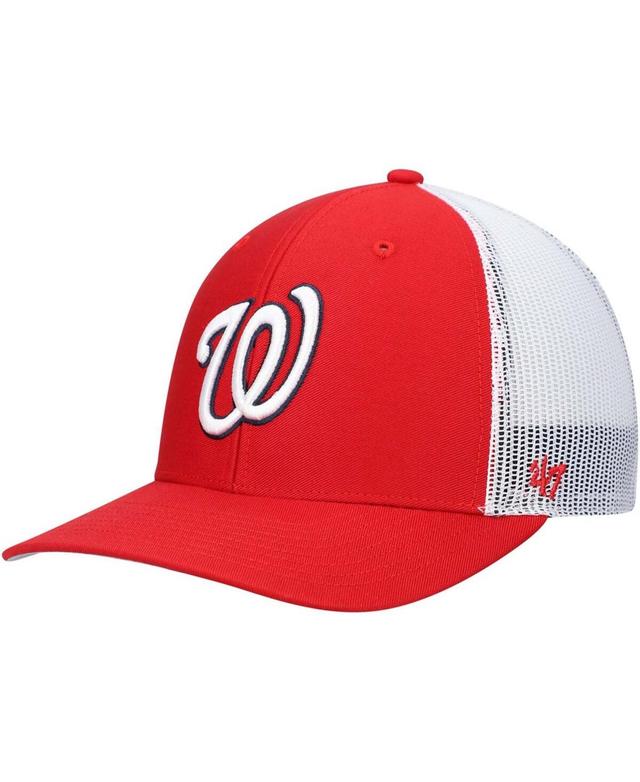 Mens 47 /White Washington Nationals Primary Logo Trucker Snapback Hat Product Image