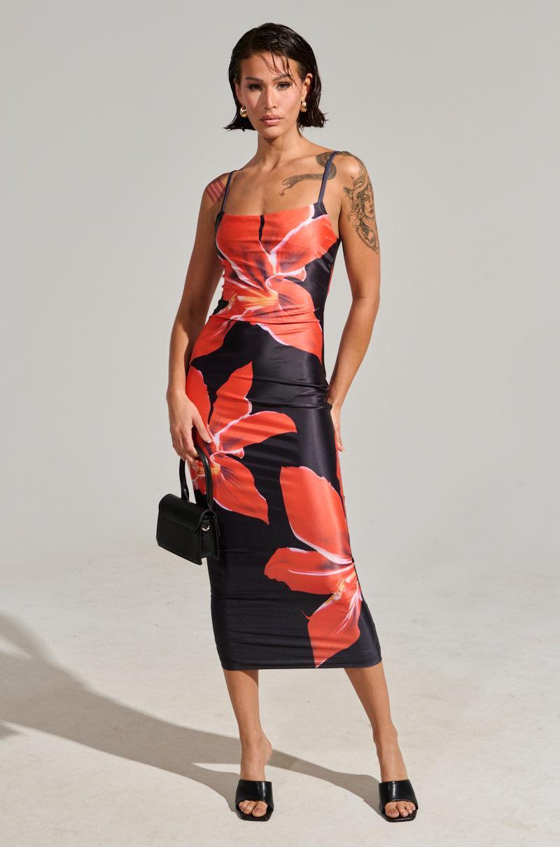 SUMMER LOVIN FLORAL SATIN MIDI DRESS product image