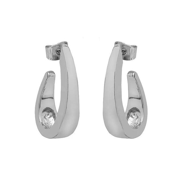 Emberly Silver Tone Chunky Teardrop C-Hoop Earrings, Womens, None Product Image