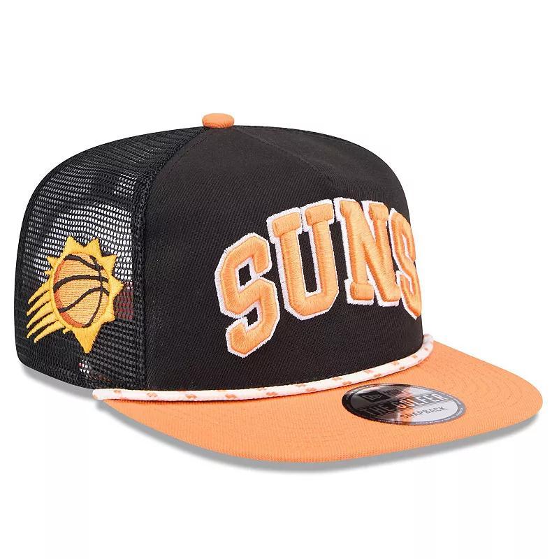 Mens New Era /Orange Phoenix Suns Throwback Team Arch Golfer Snapback Hat Product Image