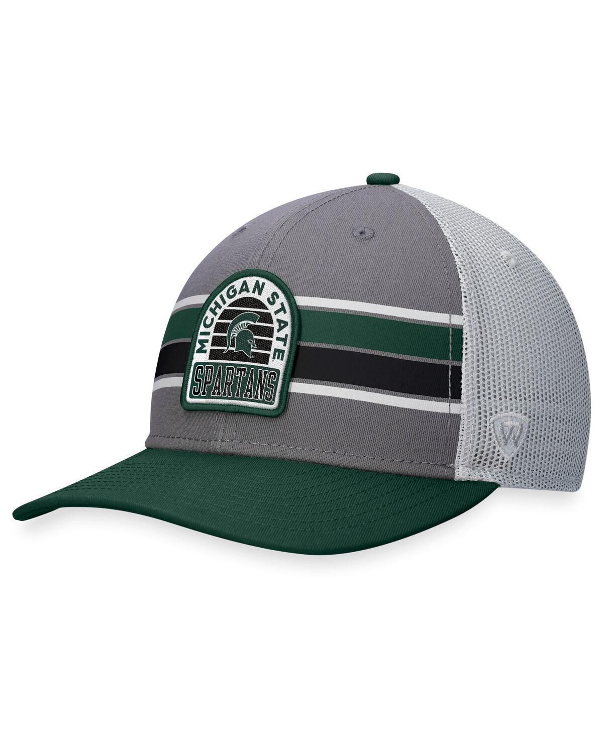 Mens Top of the World Gray/Green Michigan State Spartans Aurora Trucker Adjustable Hat Product Image