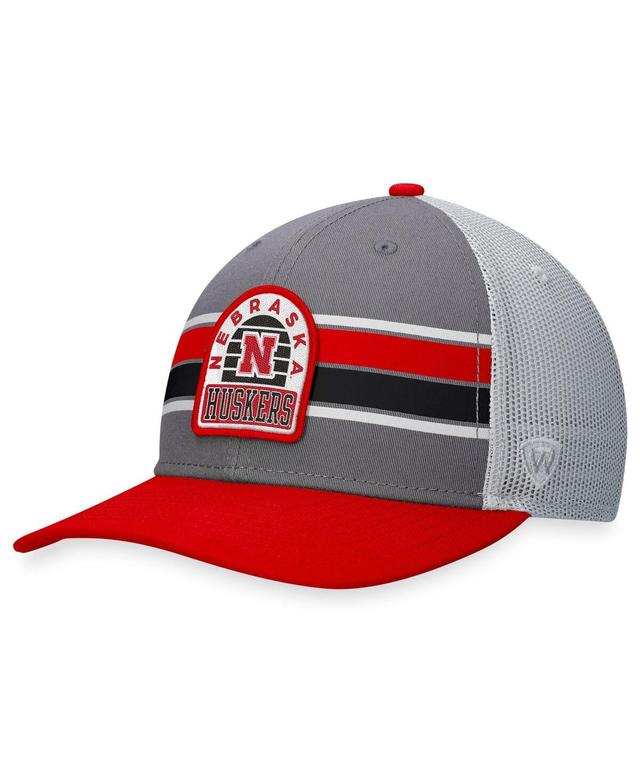 Mens Top of the World Gray/Scarlet Nebraska Huskers Aurora Trucker Adjustable Hat Product Image