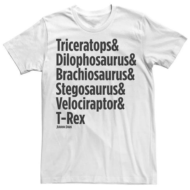 Mens Jurassic Park Dinosaur Name Types Tee Product Image