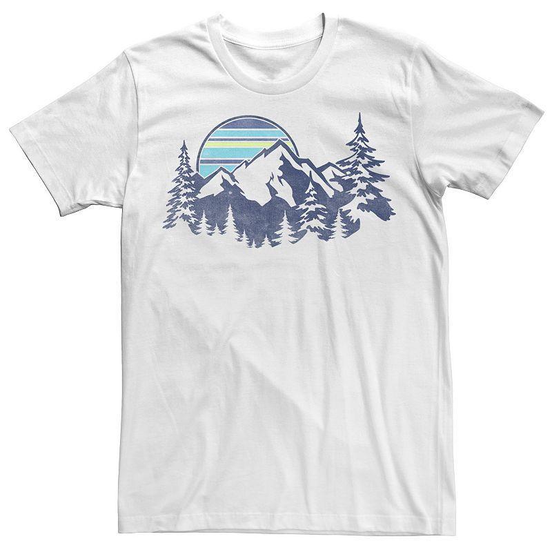 Mens Mountain Range Striped Sunset Tee White Product Image