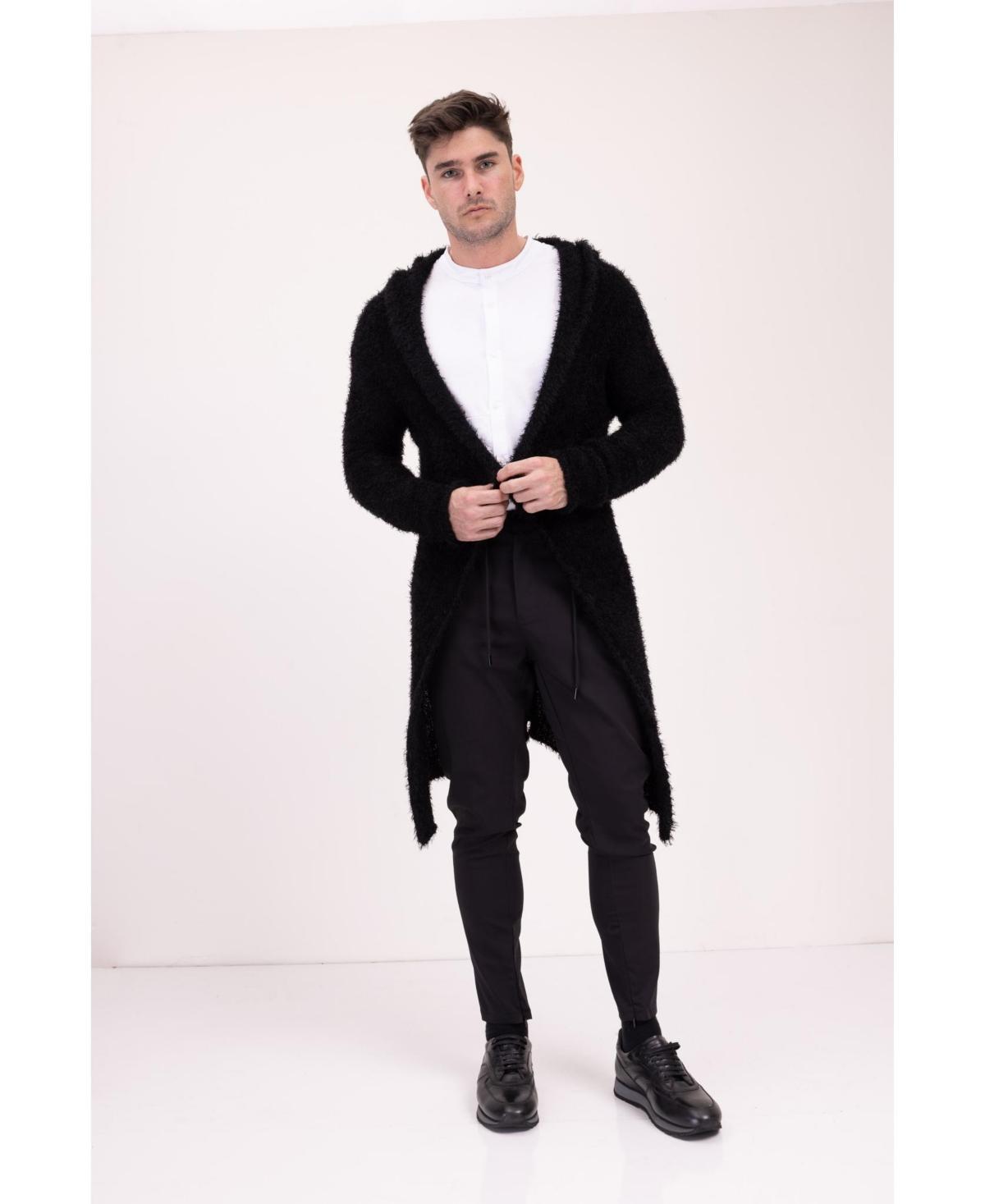 Ron Tomson Mens Modern Fuzzy Long Cardigan Sweater Product Image