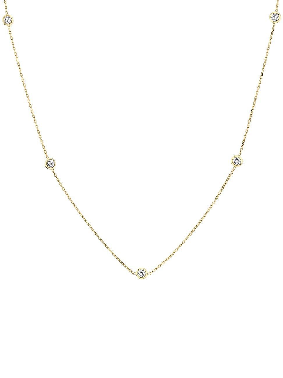 Womens 14K Yellow Gold & 0.50 TCW Lab-Grown Diamond Station Necklace Product Image