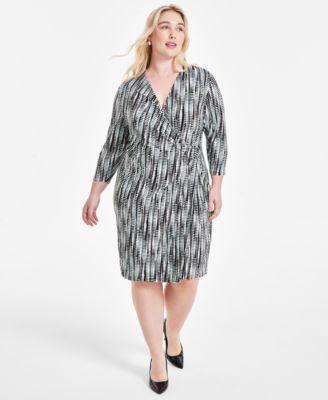 Plus Size Signature 3/4-Sleeve Wrap Dress Product Image