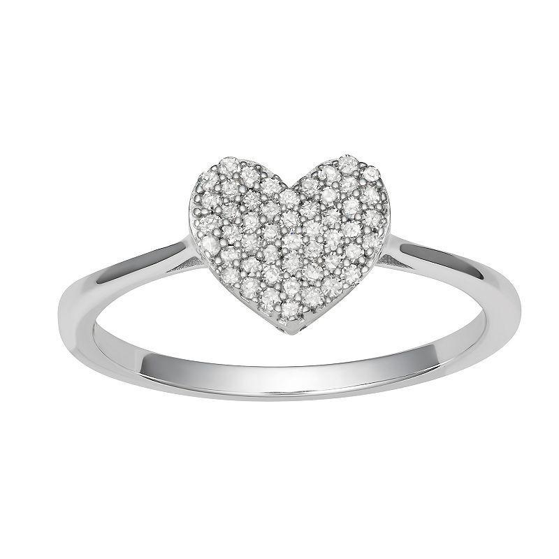 HDI 1/5 Carat T.W. Diamond Heart Ring, Womens, White Product Image