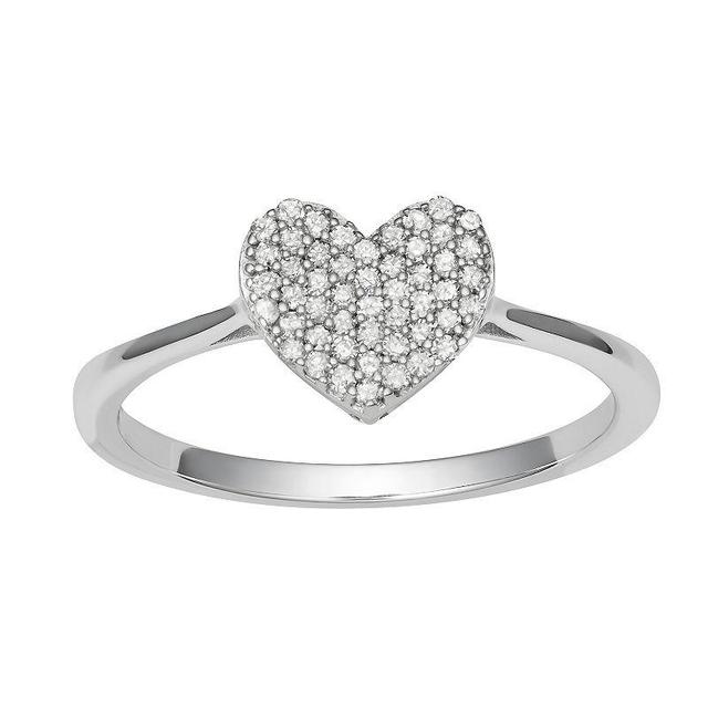 HDI 1/5 Carat T.W. Diamond Heart Ring, Womens, 10k White Gold Product Image