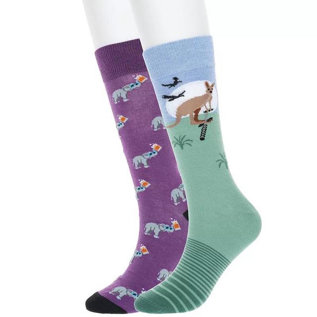 Mens 2-Pair Pack Novelty Crew Socks Set Product Image