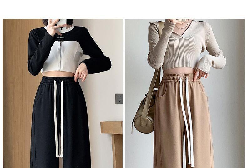 Drawstring Waist Plain Loose Fit Sweatpants (Various Designs) Product Image