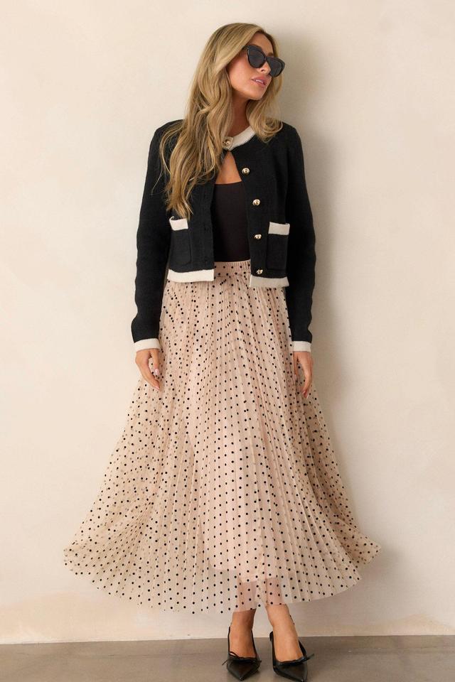 Vintage Wave Beige Tulle Polka Dot Maxi Skirt Product Image