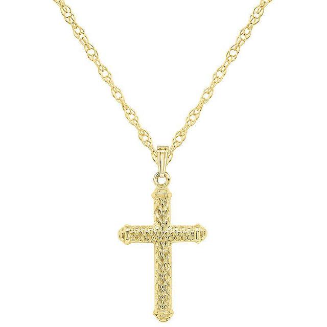 Sterling Silver Textured Cross Pendant, Womens Yellow Product Image