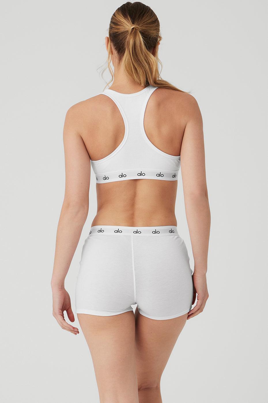 Icon Ribbed Henley Bra - White Female Product Image