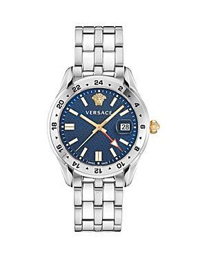 Versace Mens Swiss Greca Time Gmt Stainless Steel Bracelet Watch 41mm Product Image