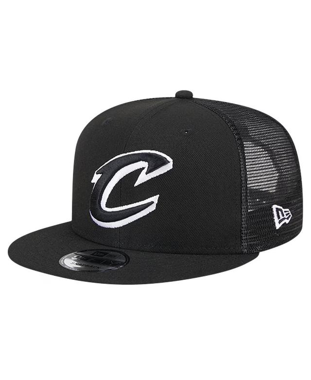 New Era Mens Black Cleveland Cavaliers Evergreen 9FIFTY Trucker Snapback Hat Black Product Image