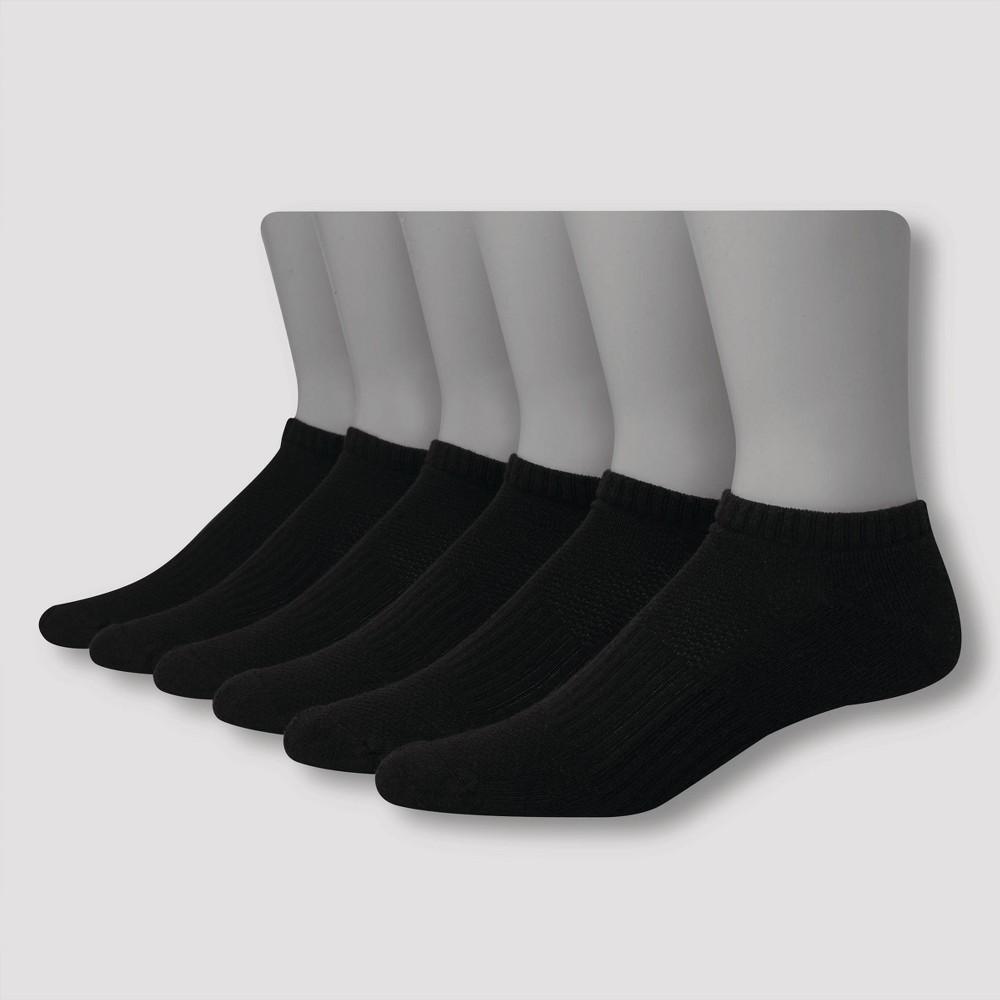 Mens Big & Tall Hanes Premium Performance Cushioned Low Cut Socks 6pk - Black 12-14 Product Image