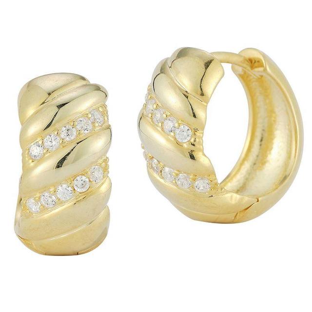 Sunkissed Sterling Cubic Zirconia Twist Hoop Earrings, Womens, Yellow Product Image