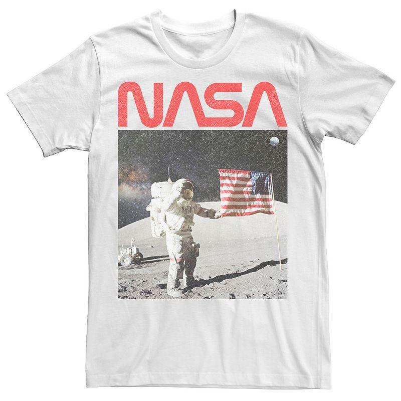 Mens NASA Astronaut American Flag Photo Tee White Product Image