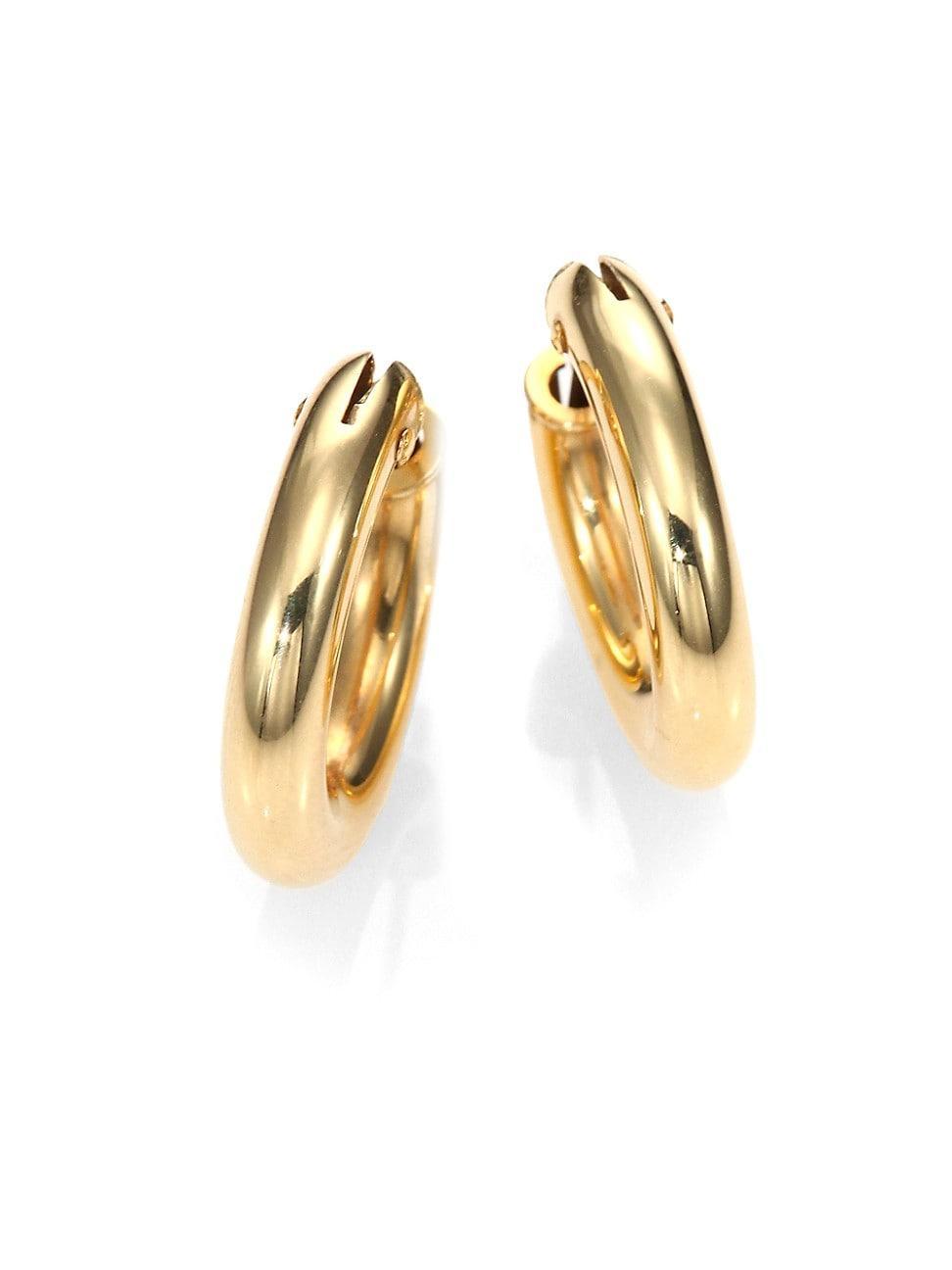 Womens 18K Yellow Gold Petite Oval Hoop Earrings Product Image