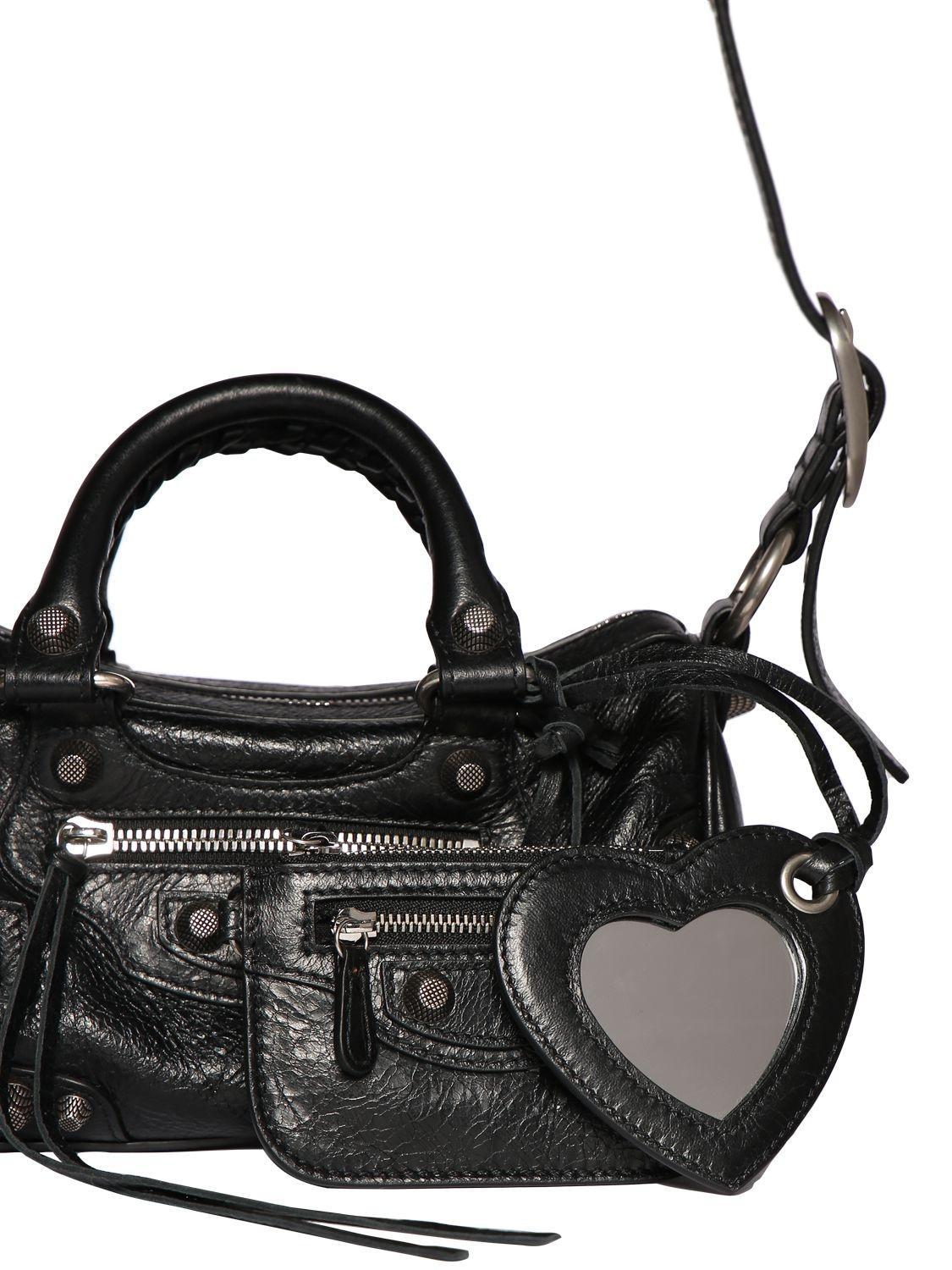 BALENCIAGA Le Cagole Mini Leather Shoulder Bag In 1000 Black Product Image