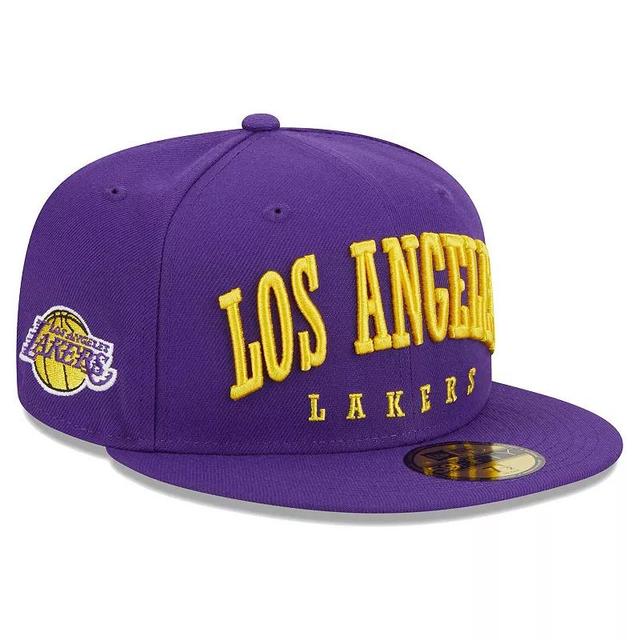 Mens New Era Los Angeles Lakers Big Arch Text 59FIFTY Fitted Hat Product Image