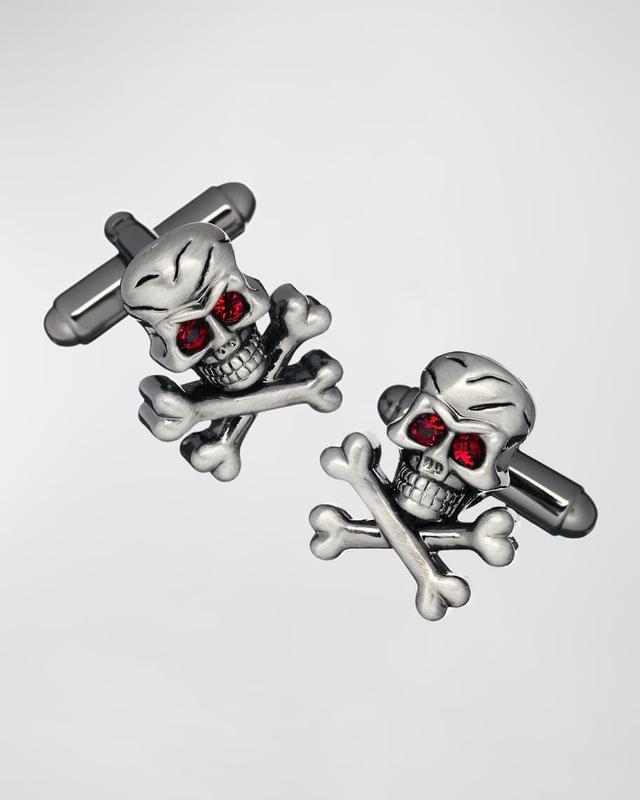 Men's Skull & Crossbones Cufflinks with Crystal Eyes Product Image