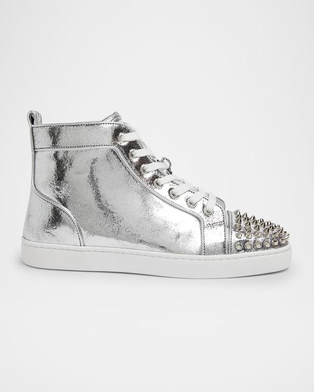 Men's Lou Spikes Metallic Leather High-Top Sneakers Product Image