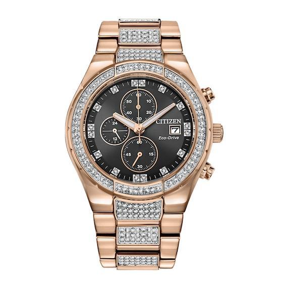 Mens Citizen Eco-Drive Crystal Chronograph Watch - CA0753-55E Two Tone Product Image