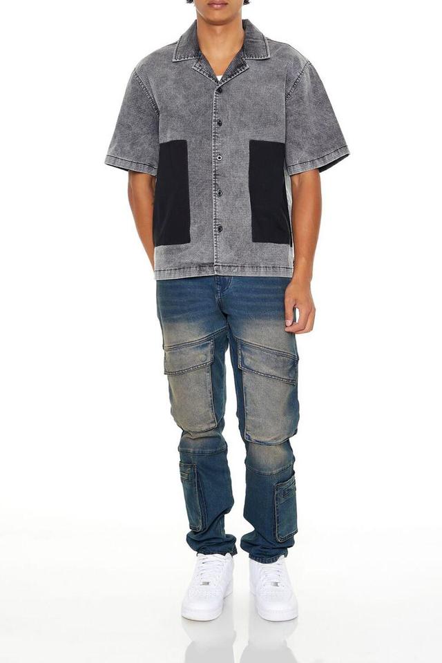 Stone Wash Slim-Fit Cargo Jeans | Forever 21 Product Image