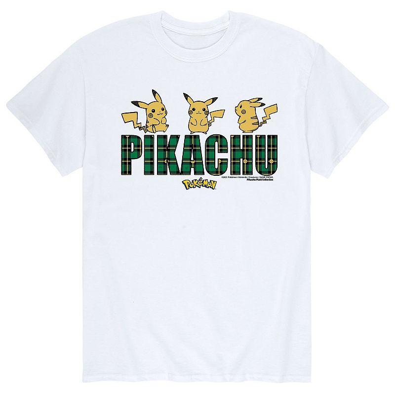 Mens Pokemon Plaid Pikachu Tee White Product Image