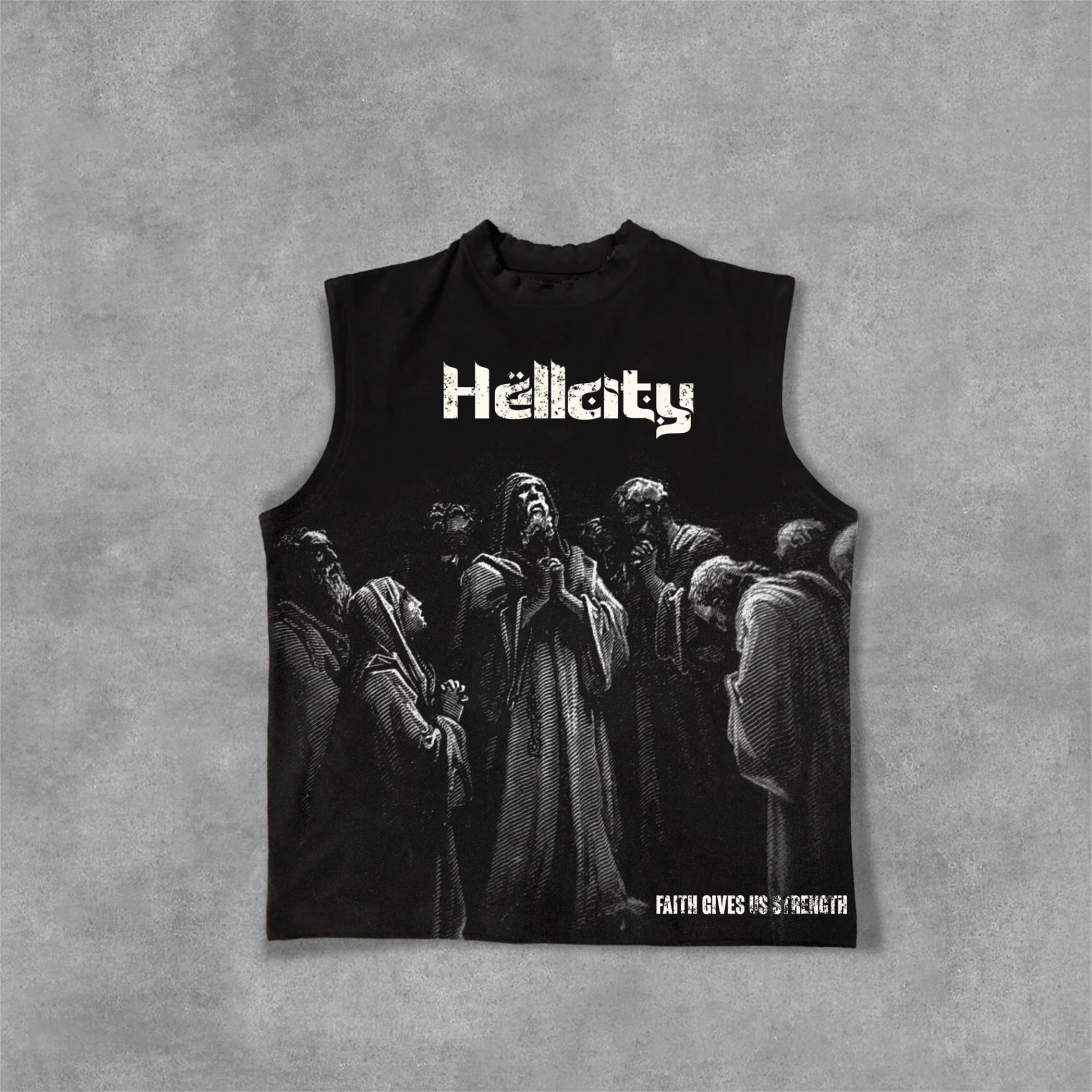 Hellcity-Belief In God Graphics Cotton Tank Top Product Image