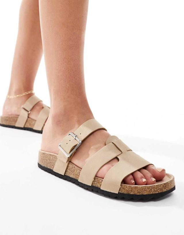 ASOS DESIGN Field mule flat sandals in beige Product Image