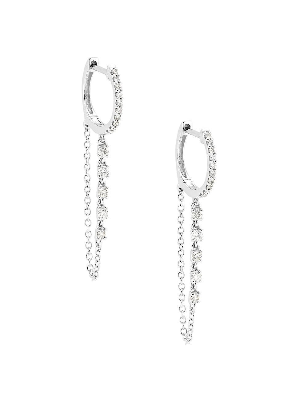 Womens 14K White Gold & 0.4 TCW Diamond Chain Drop Earrings Product Image