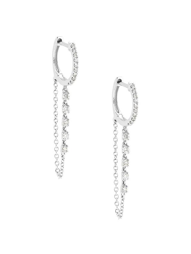 Womens 14K White Gold & 0.4 TCW Diamond Chain Drop Earrings Product Image