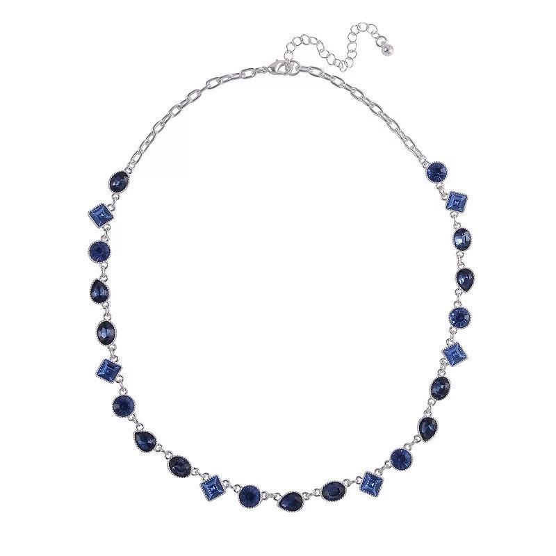 Emberly Simulated Crystal Collar Necklace, Womens, Blue Product Image