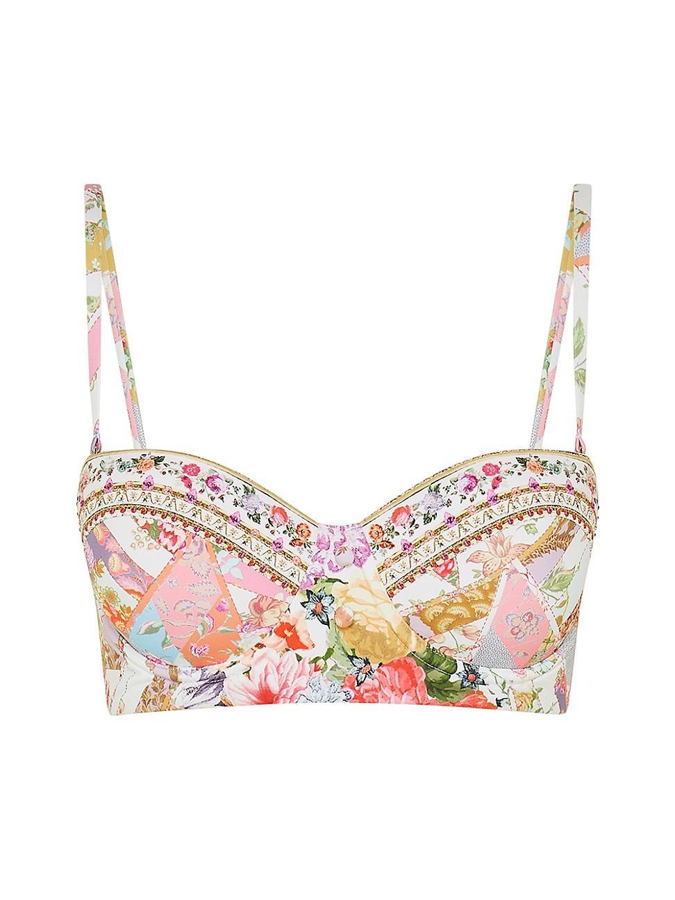 Womens Patchwork Floral Balconette Underwire Bikini Top Product Image