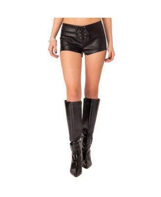 Women's Wilde Lace Up Faux Leather Shorts Product Image