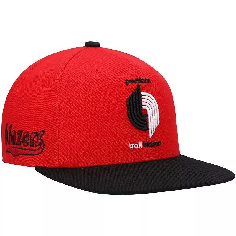 Mens Mitchell & Ness Red and Black Portland Trail Blazers Hardwood Classics Snapback Hat - Red Product Image