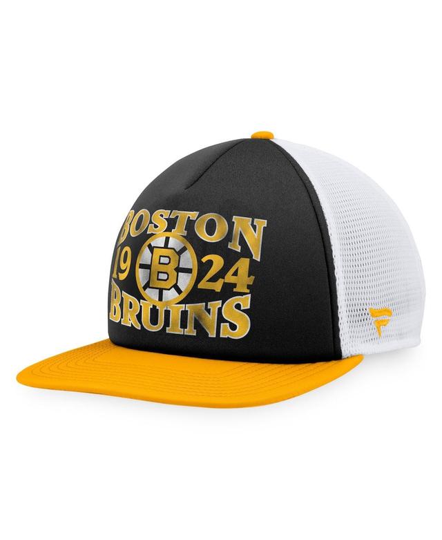 Mens Fanatics Branded /Gold Boston Bruins Heritage Vintage Foam Front Trucker Snapback Hat Product Image