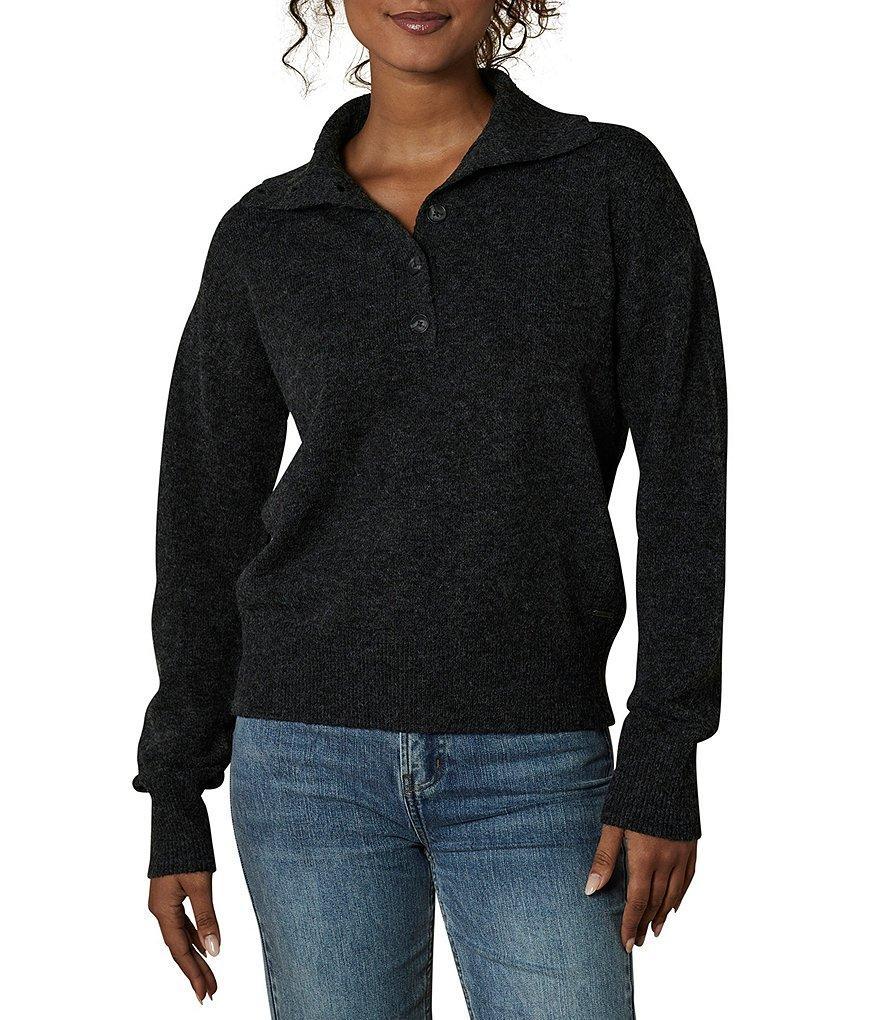 The Normal Brand Marianna Johnny Collar Long Sleeve Button Front Sweater product image