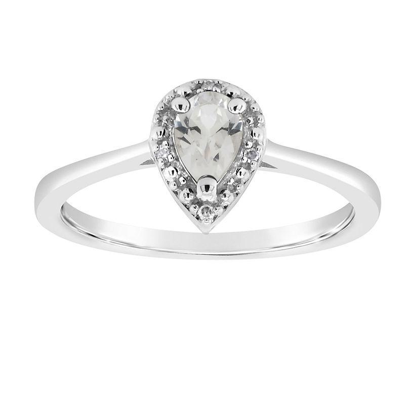 Celebration Gems Sterling Silver Pear Shaped Diamond Accent Frame Ring, Womens White Product Image