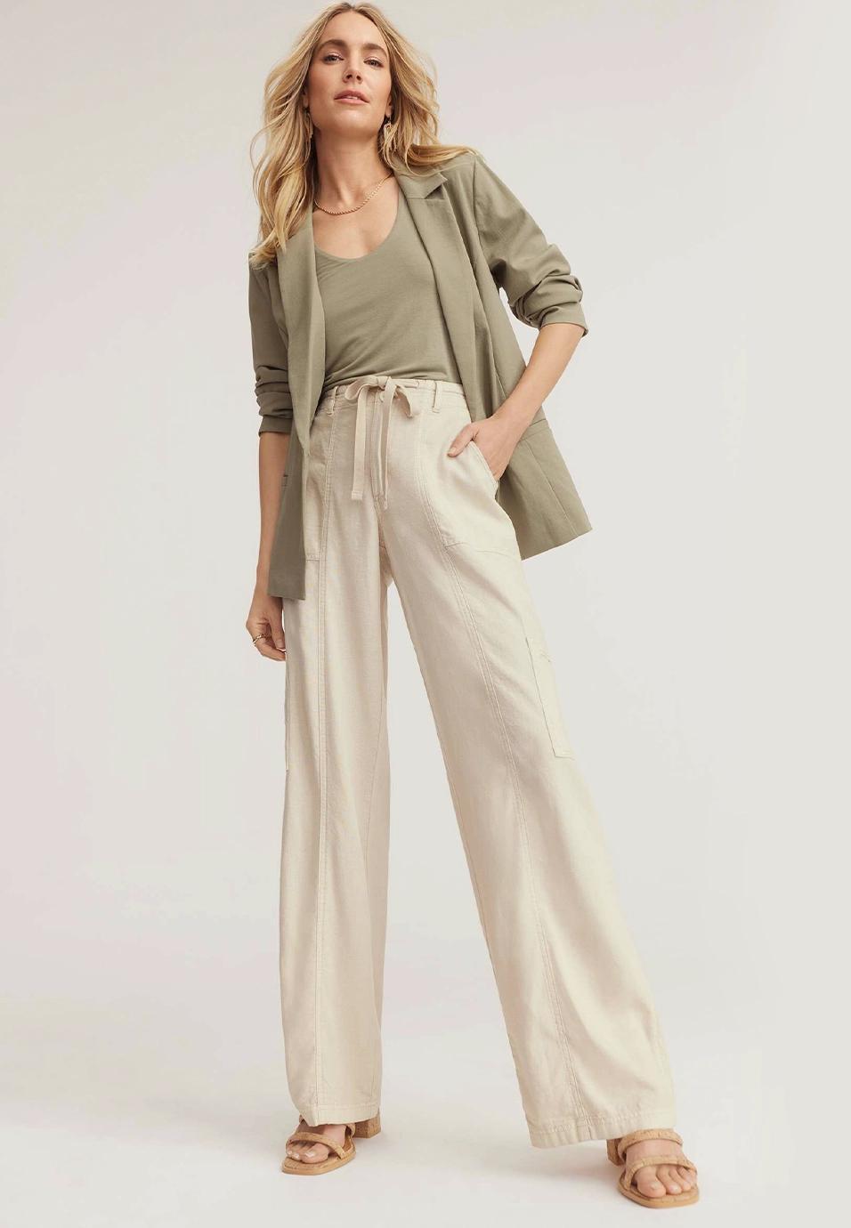 Soft Linen High Rise Cargo Wide Leg Pant product image