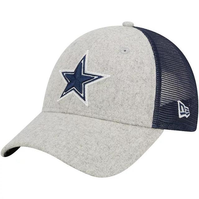 Mens New Era Heather Gray/Navy Dallas Cowboys Pop Trucker 9FORTY Adjustable Hat Product Image