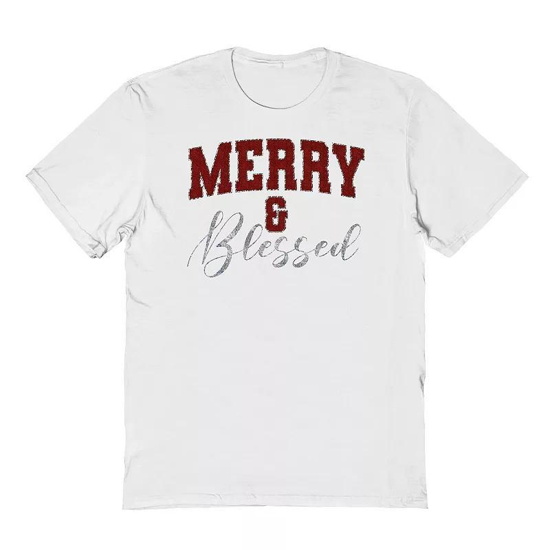 Mens Merry & Blessed Graphic Tee, Womens Product Image