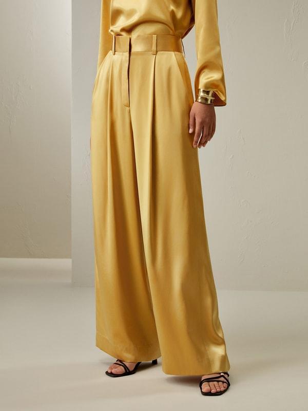 High-Waist Silk Palazzo Pants Product Image