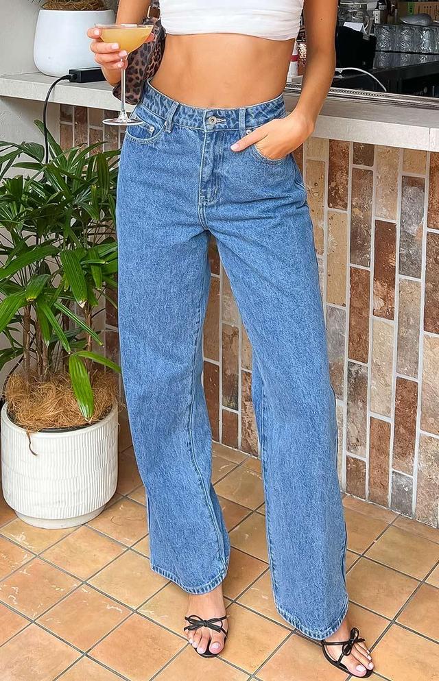 Calliope Mid Wash Mid Rise Slouchy Jeans Product Image