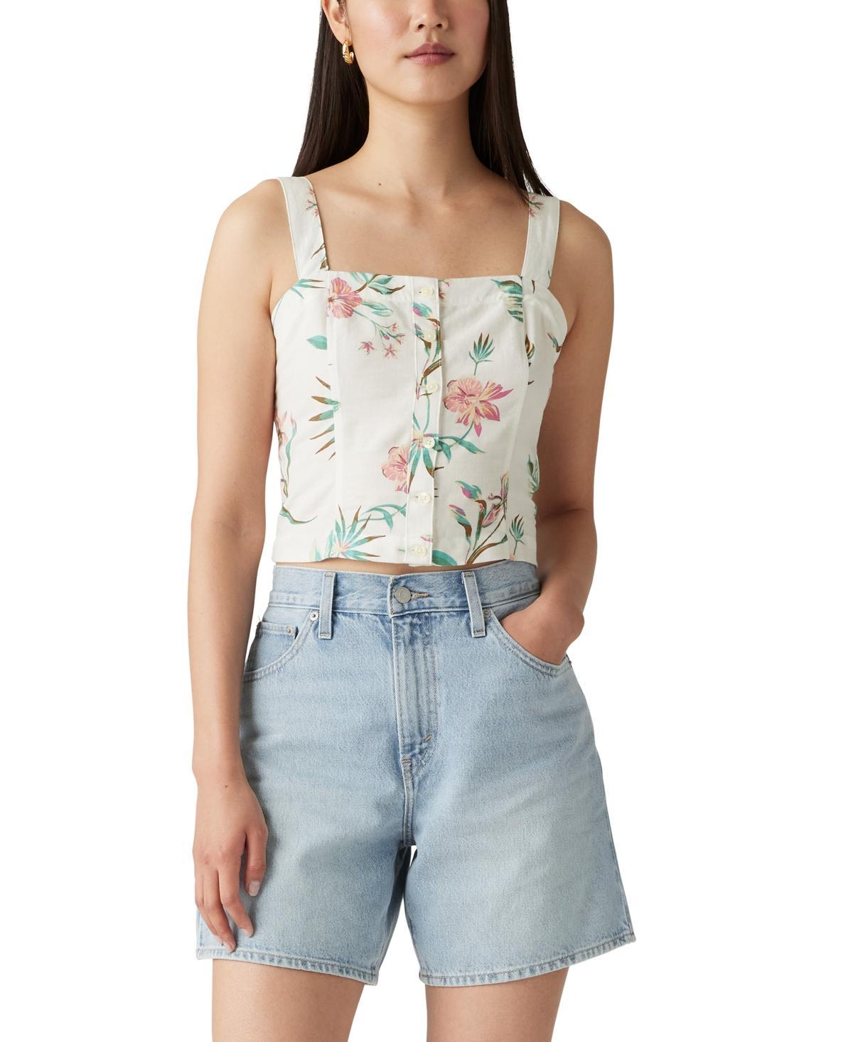 Levis Womens Lottie Floral-Print Crop Square-Neck Top Product Image